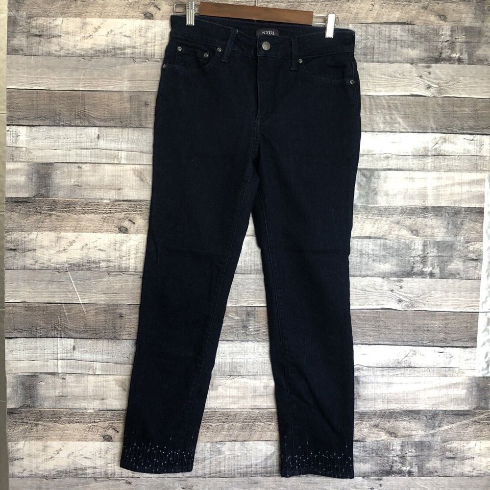 NYDJ Sheri Decorative Ankle Lift Tuck Blue Jeans Women's Pants Sz 6
